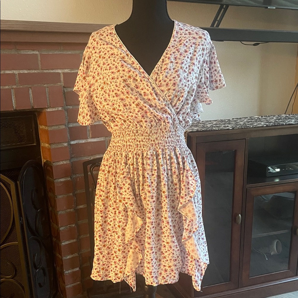 Sincerely Jules Asymmetrical Floral Dress - Pink and White